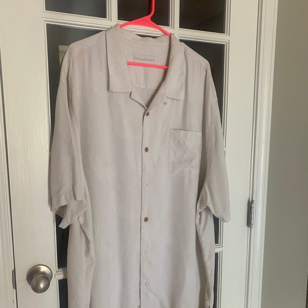 Tommy Bahama Men's Cream Silk Short Sleeve Shirt 3XL